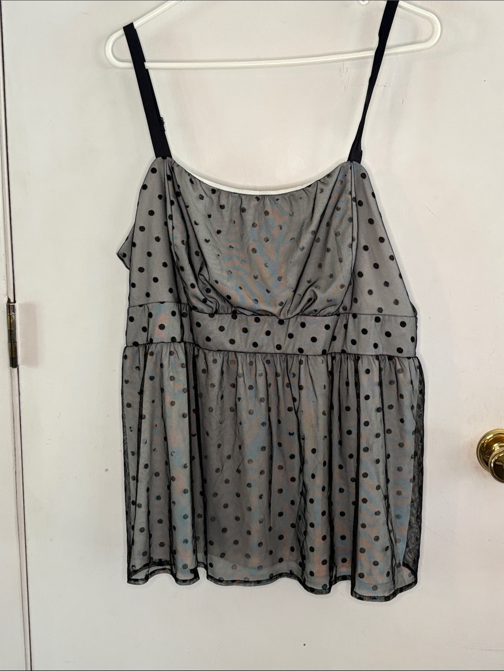 Torrid Size 3 black sheer mesh polka dot top adjustable spaghetti straps